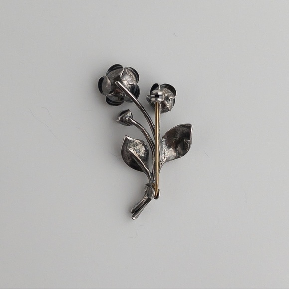 Sterling Silver Flower Brooch Pin Floral Rose Blossom Design Vintage Retro .925 - Picture 9 of 11